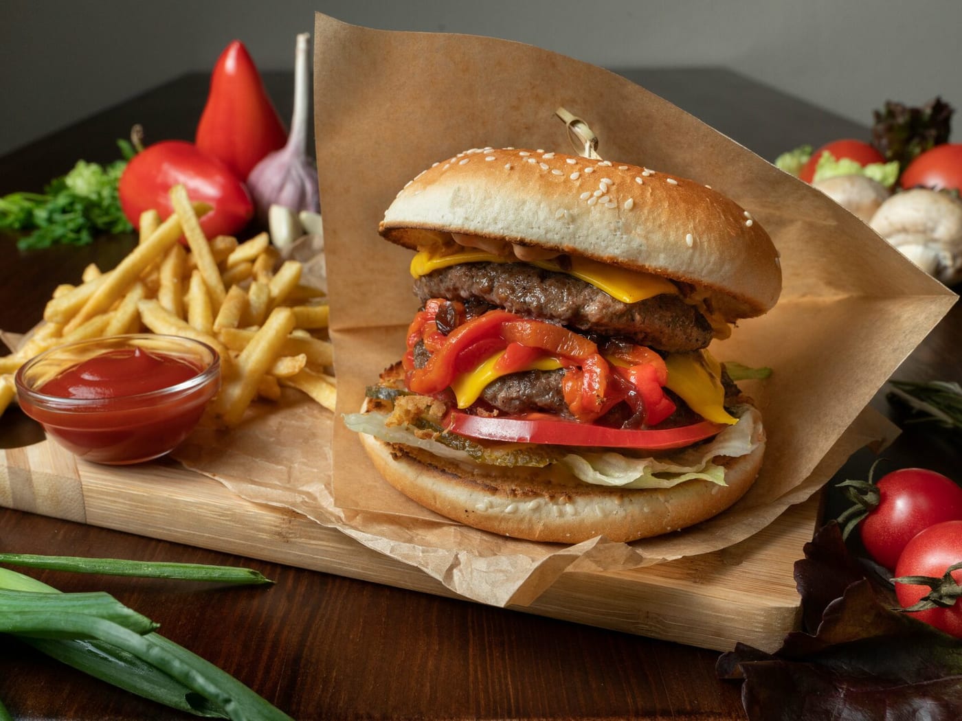 Бургер KING PARK из мраморной говядины